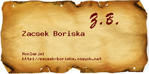 Zacsek Boriska névjegykártya